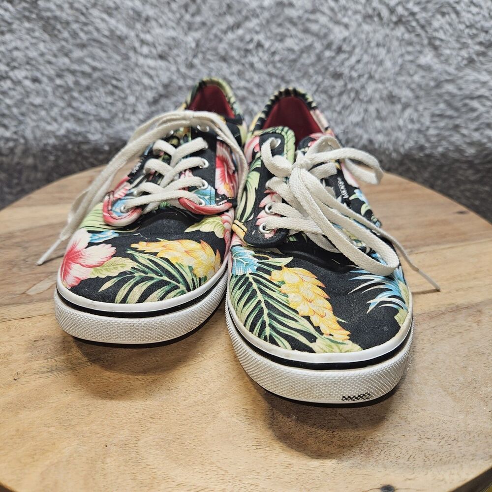 Vans Womens Black Hawaiian Print Shoes Size 8 Floral Colorful Tropical - Picture 3 of 8